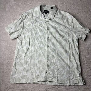 Men's Nat Nast Large Green Hawaiian‎ Short Sleeve Silk Blend Button Shirt